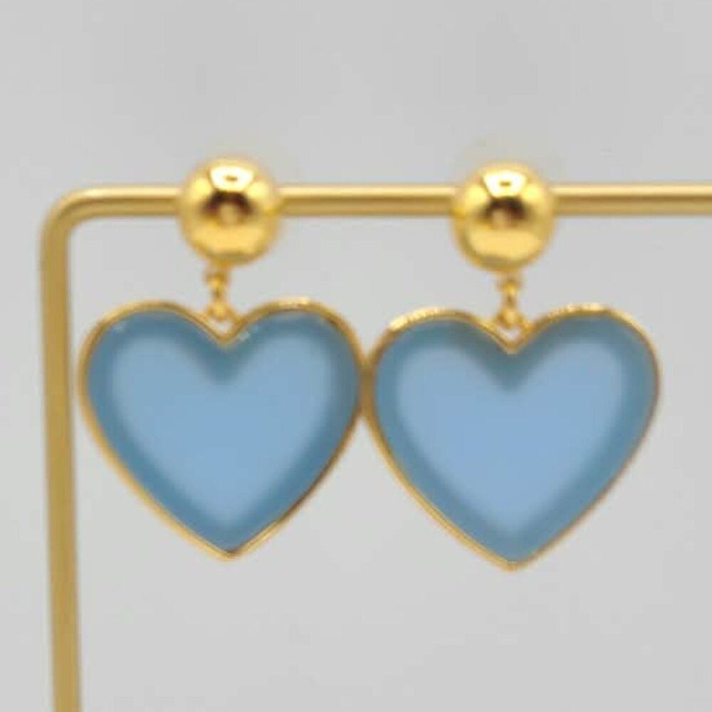 J Crew Blue Heart Drop Earrings NWOT!